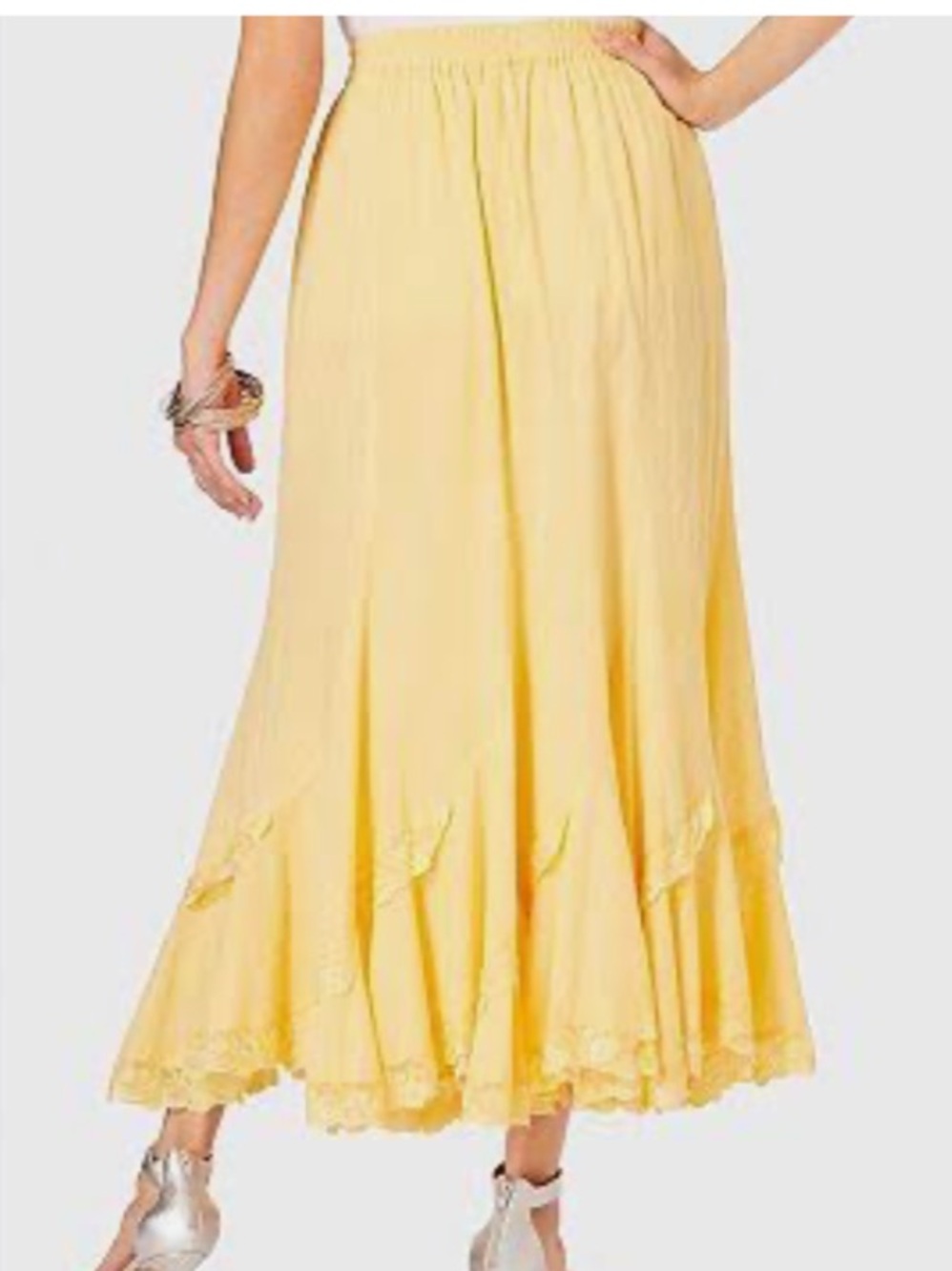Denim 24/7 Soft Yellow Tiered Maxi Skirt